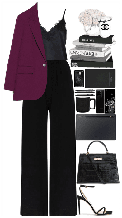 Black with a pop of color, office style