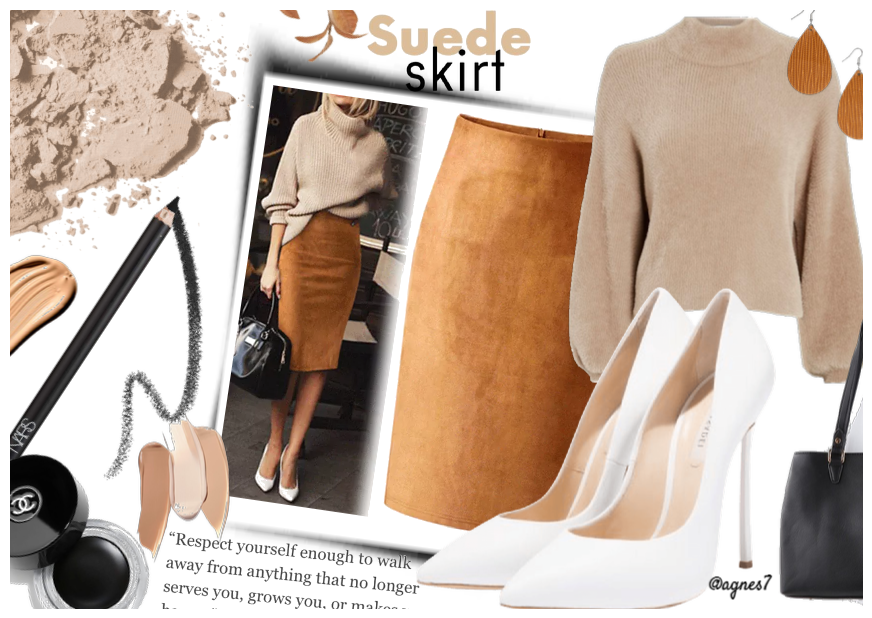 Suede Pencil skirt
