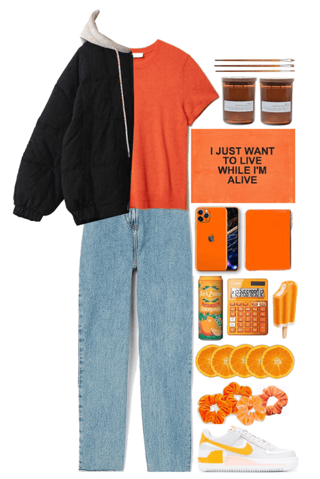 Warm coat + orange