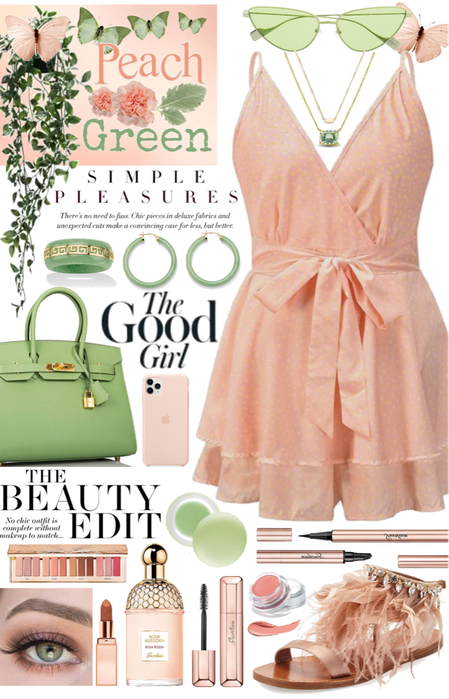 •Jade Green & Pastel Peach•