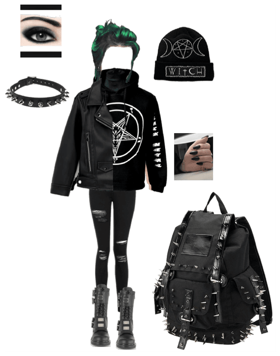 Gothic emo back to school outfit
