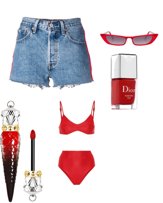 red  beach outfit