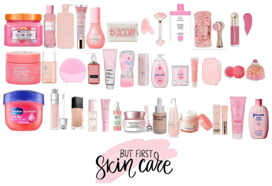all my favorite skin care pink