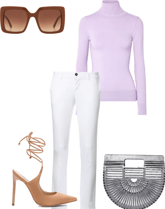 Lilac Sweater and white denim