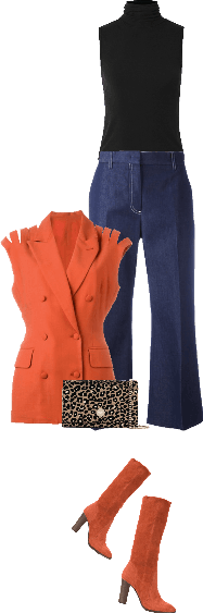 Casual outfit: Orange - Denim