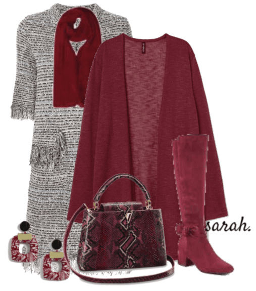 Gray -Maroon casual Outfit