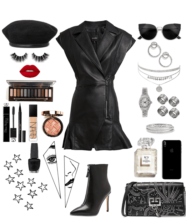 Black leather dress