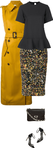 Office outfit: Black - Mustard