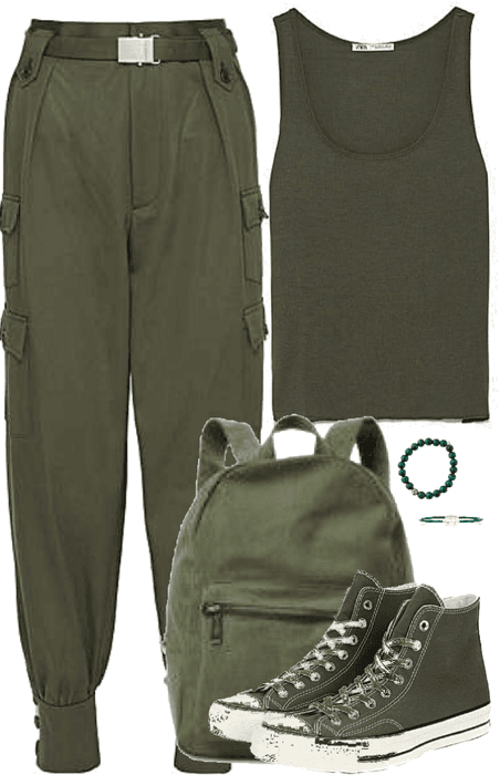 Outfit monocromático en verde