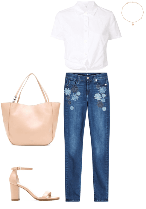 embroidered jeans & simple accessorizing
