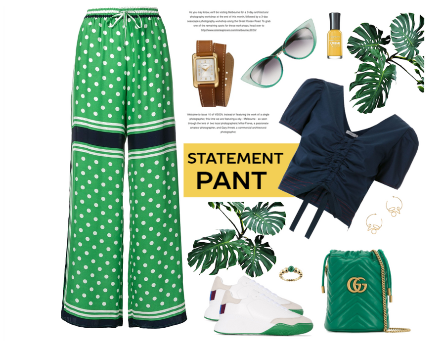 Statement Pants Trend polka dot green navy