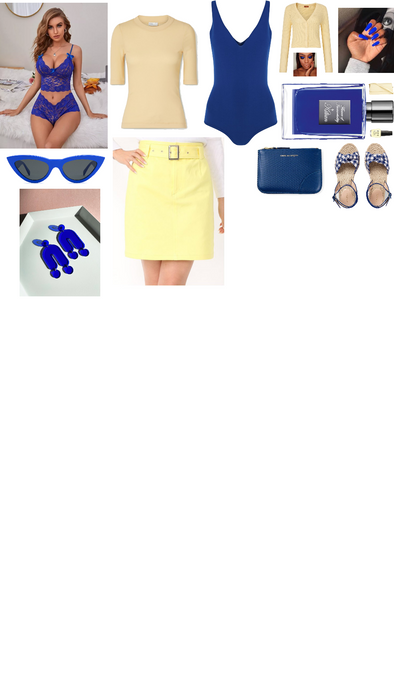 Electric Blue and Pastel Yellow Outfit