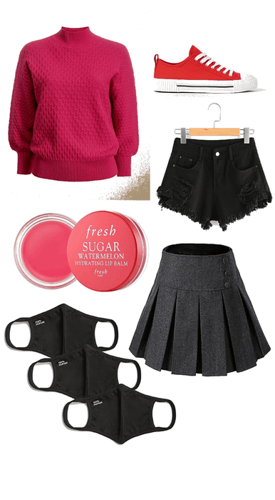 pink, red, and black school girl