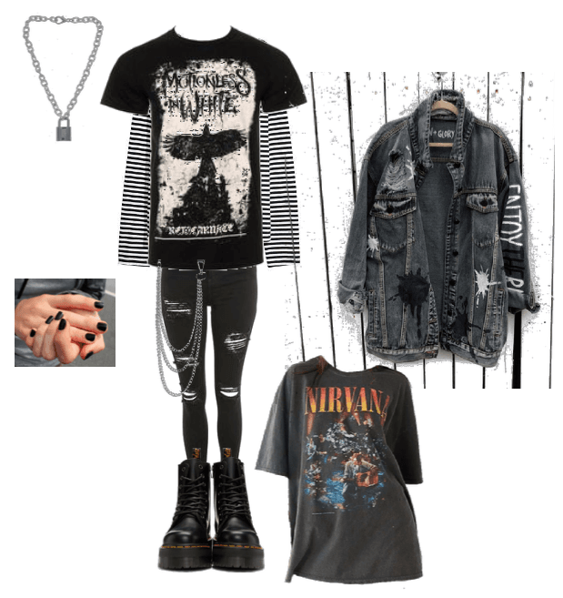 Emo grunge edgy style outfit