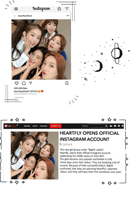 Heartfly [하트플라이요] Instagram post + Allkpop article