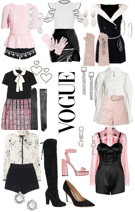 black and pink kpop outfit