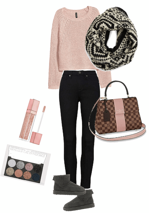 Casual weekend outfit - Black & Rose Color
