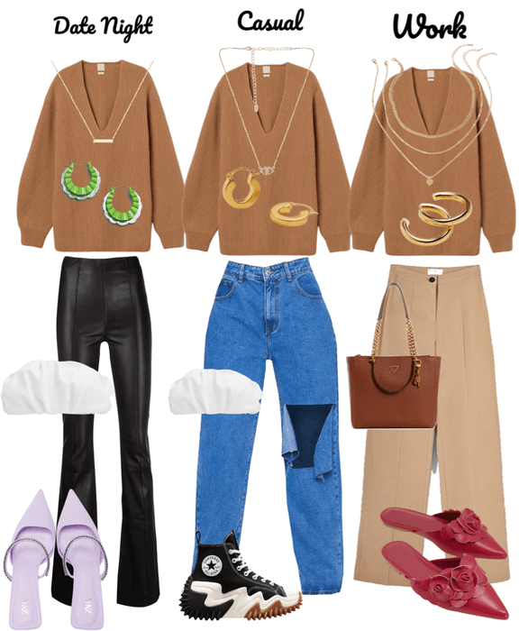 Styling a Brown sweater 3 WAYS!