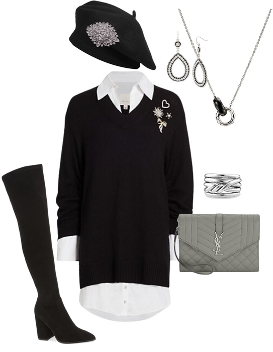 black white beret