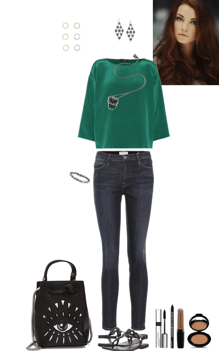 green silk blouse (Wallis)