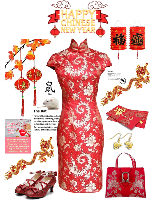Traditional Cheongsam and Envelopes for New Year
