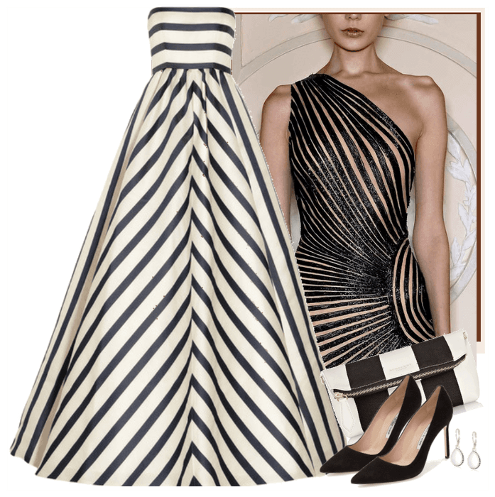 Blac and white striped gown