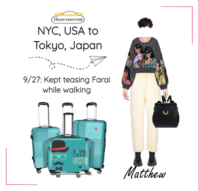 Matthew NYC to Tokyo Airport Look 9/27