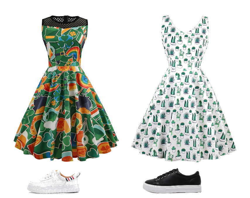 Dress and sneakers