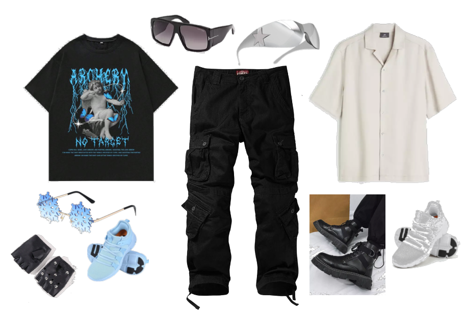 Ice Blue Grunge Casual Streetwear