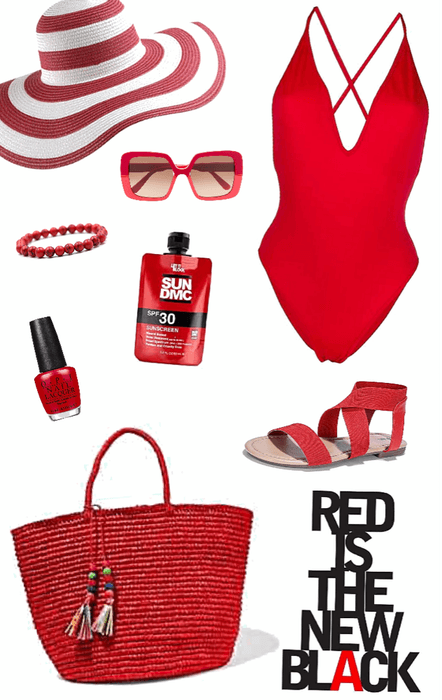 Red Pool Party Look