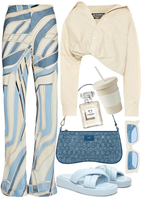 blue and off white