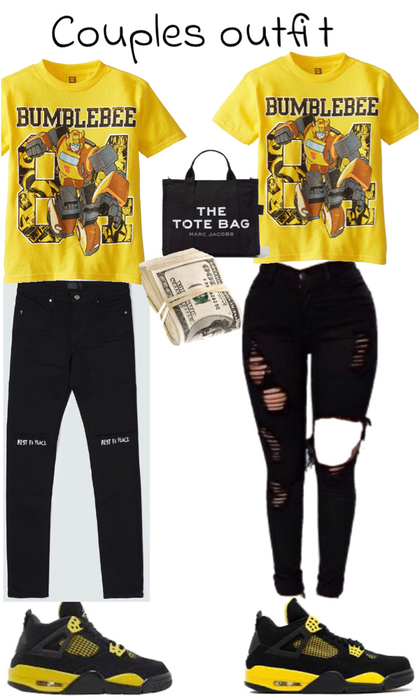 black nd yellow couples outfit