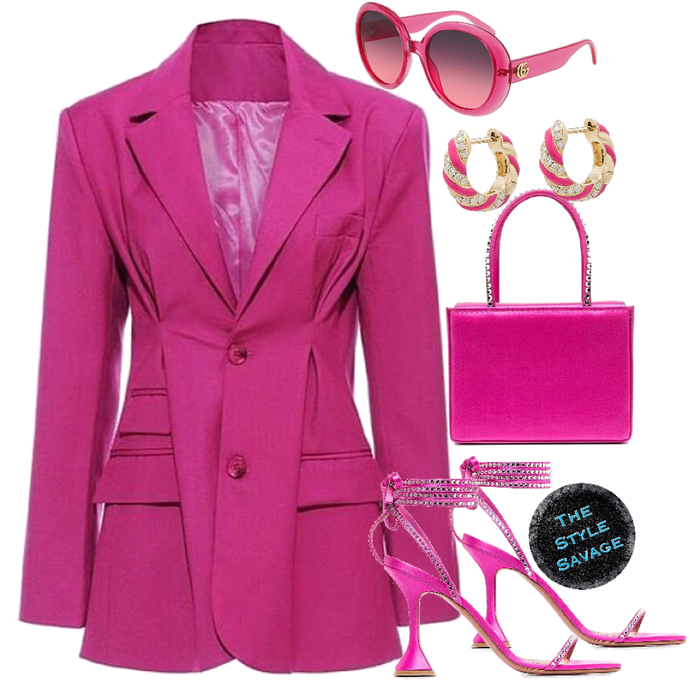 pink monochrome blazer dress