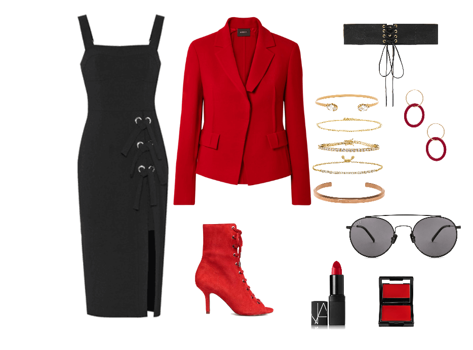 Red formal outfit
