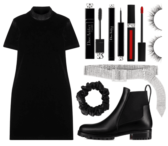 Black Turtleneck Dress and Dior Make-up