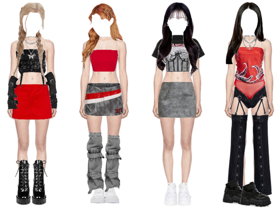 4 member outfit red and black aespa