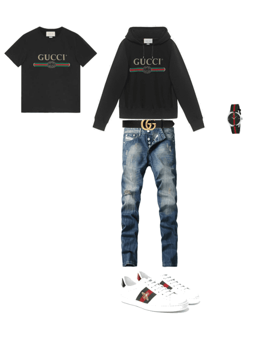 outfits with gucci flip flops