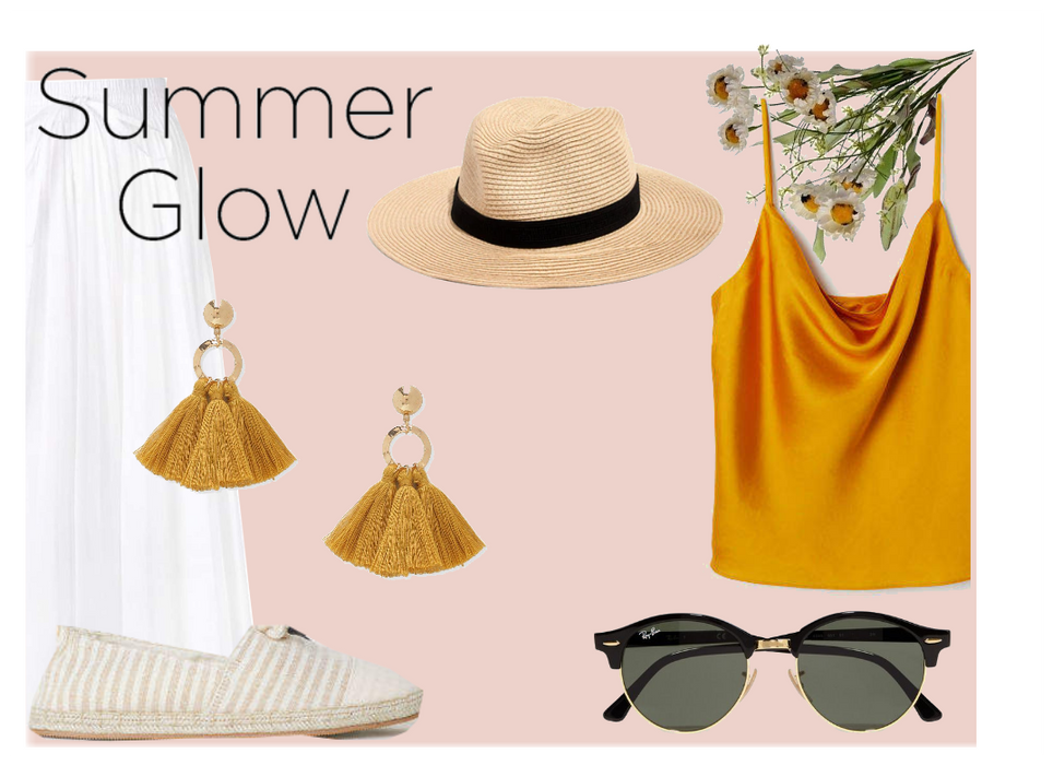 summer glow white skirt gold top
