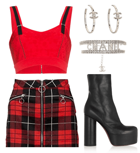 black red stage outfit