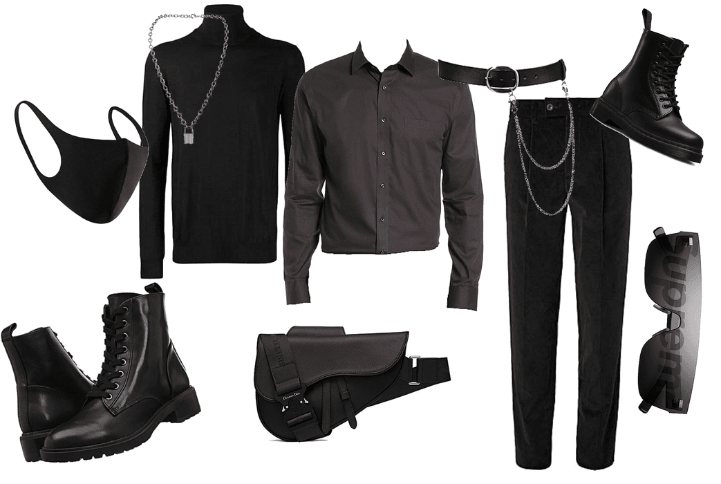 Total black daily men’s outfit