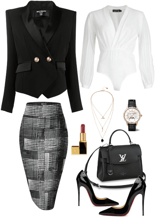 monochrome work outfit