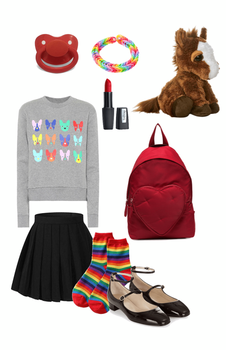 Rainbow n red agere outfit