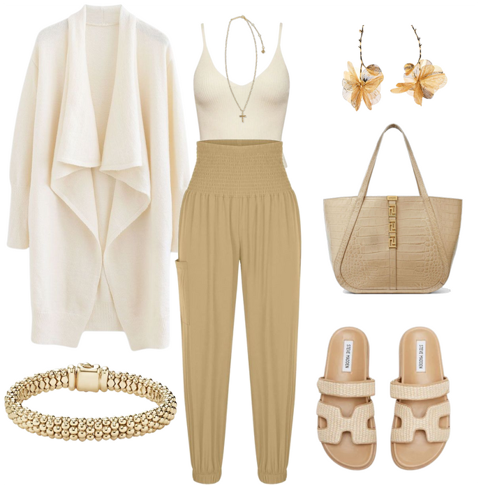 Tan neutral tone casual outfit
