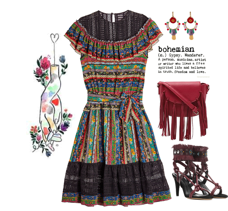 BOHO Multi Pattern Dress