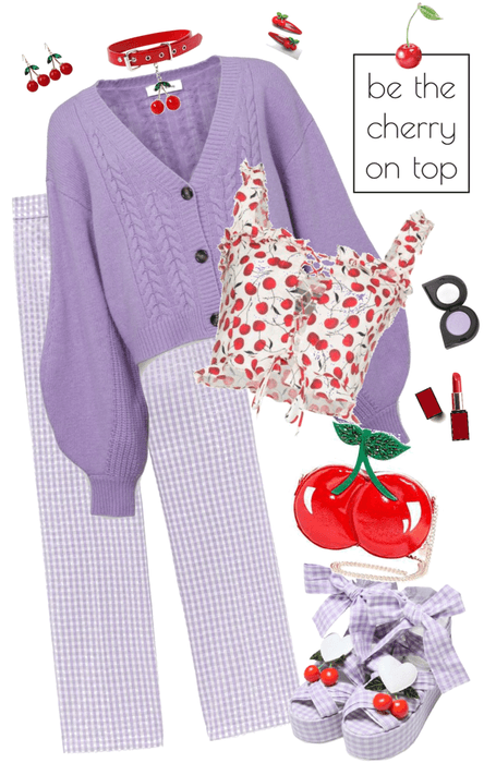 Lilac Gingham and Cherries