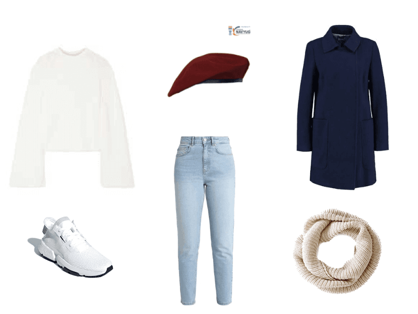white blue red winter outfit