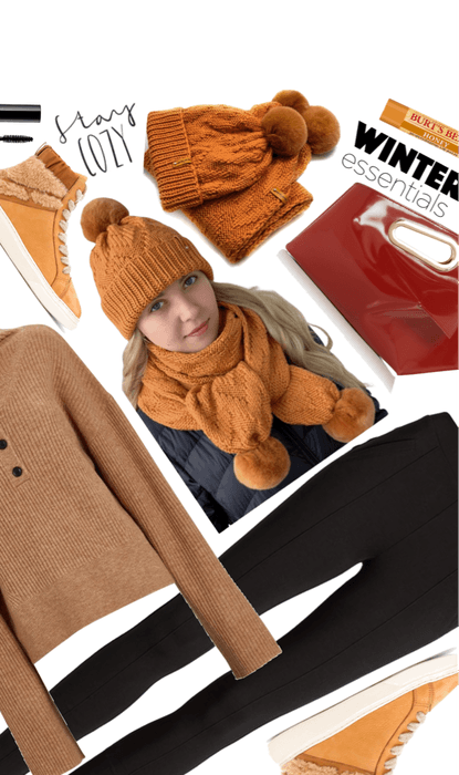 Rusty Orange Winter Hat and Scarf