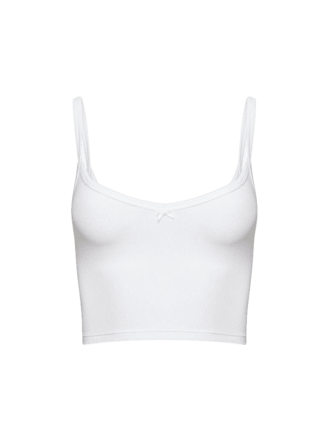 Aritzia Sunday Best White Ribbed Cami Cropped Bralette Womens Size Small