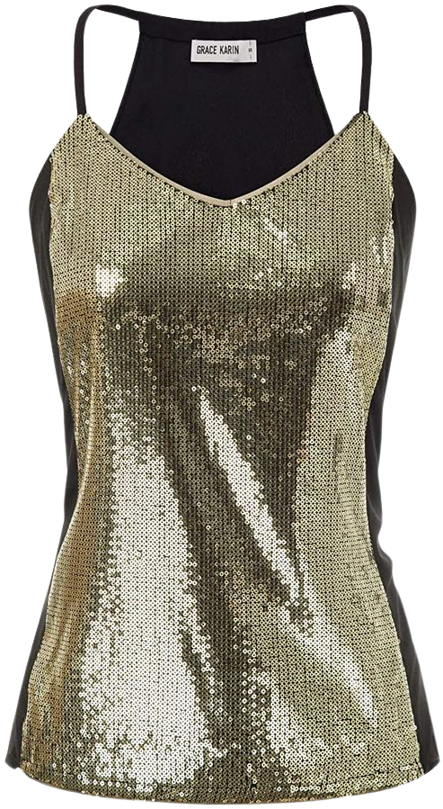 kayamiya Women's Sparkly Sequin Tops Sleeveless Sparkle Shimmer Camisole  Vest Shirt Strappy Dressy Party Tank Tops : : Clothing, Shoes 