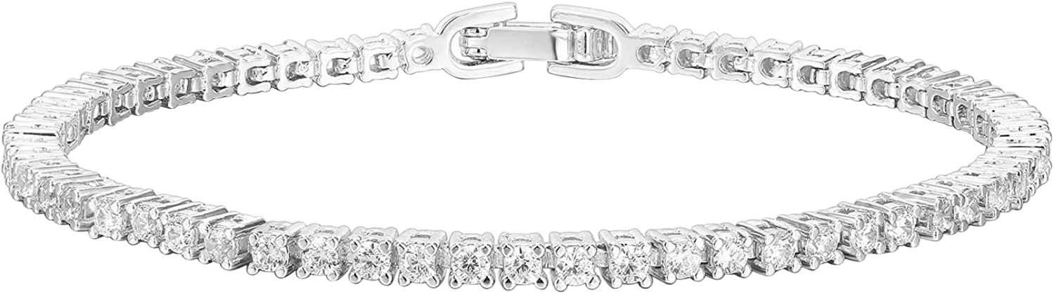 .com .com: PAVOI 14K Gold Plated Cubic Zirconia Classic Tennis  Bracelet, White Gold Bracelets for Women, 6.5 Inches: Clothing, Shoes &  Jewelry